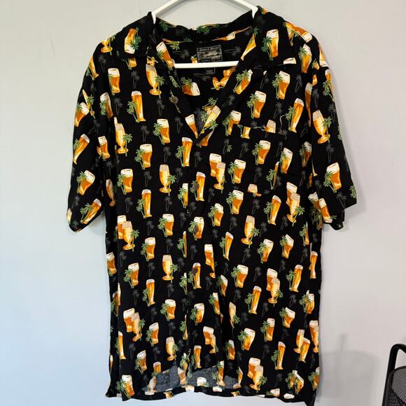 Steve & Barry's Other - Steve & Barry's Beer Mug Print Button Down Aloha Hawaiian Shirt Men's Size Large